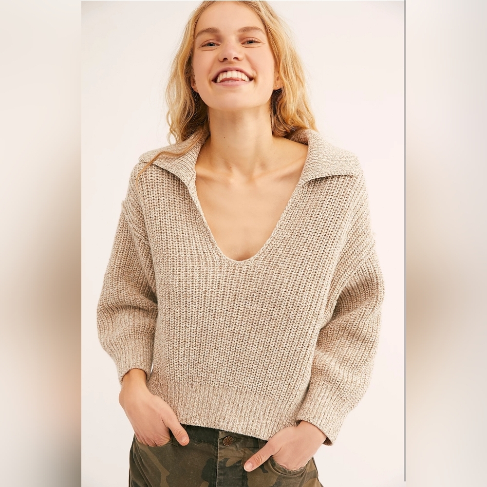 Free People Love This City Collared Knit Pullover Sweater size Small